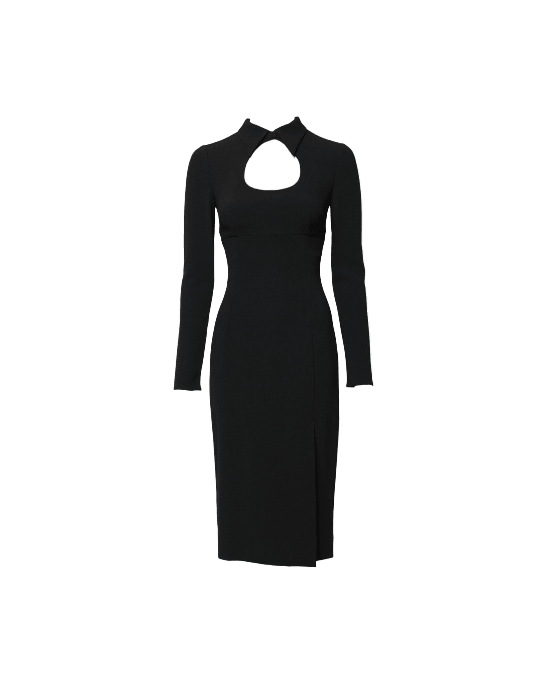 Dolce & Gabbana Black Long Sleeves Bodycon Sheath Midi Dress Glam Steals