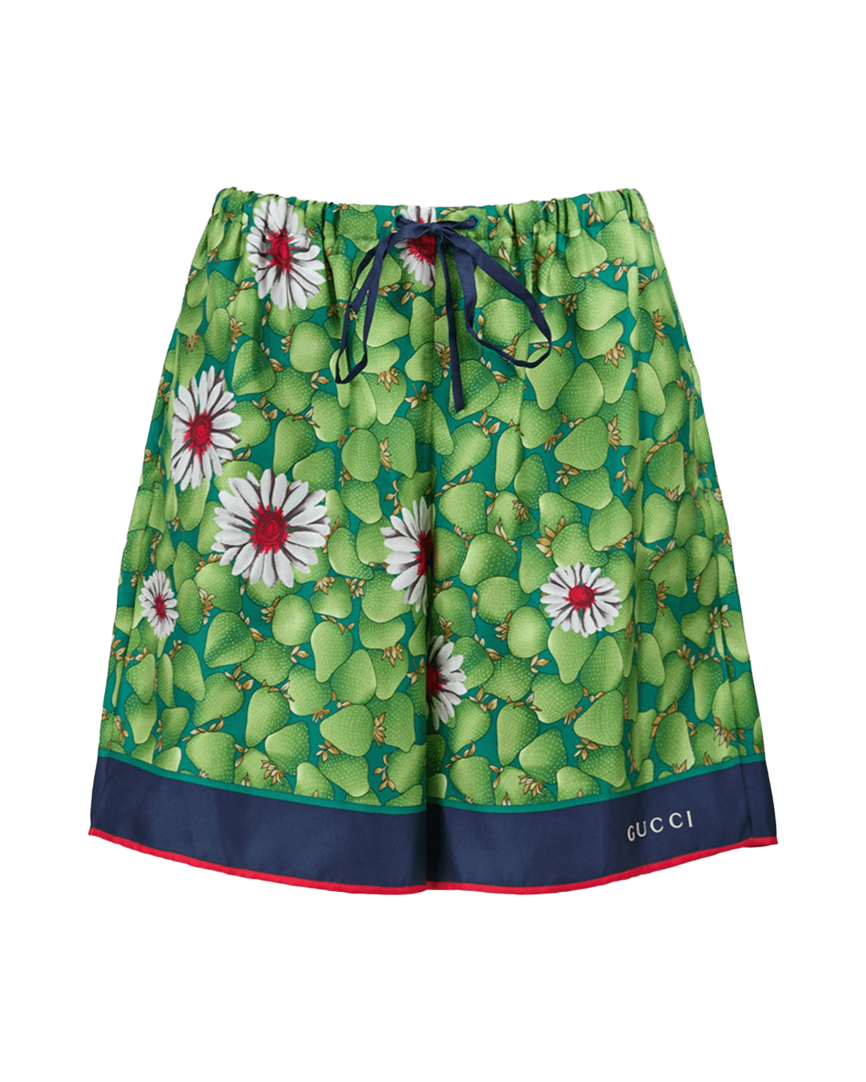Gucci Green Flower Printed Silk Shorts Glam Steals