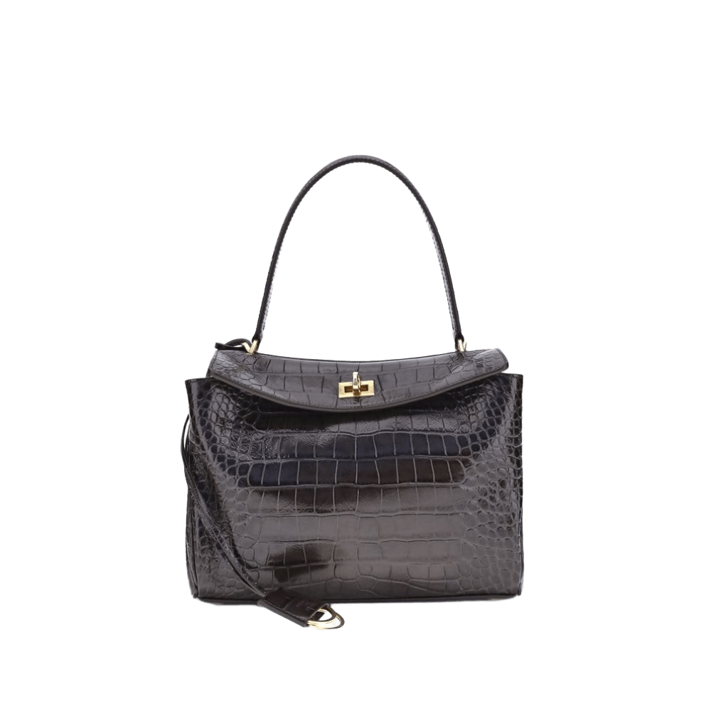 Balenciaga Leather Rodeo Shoulder Bag In Crocodile Print Glam Steals
