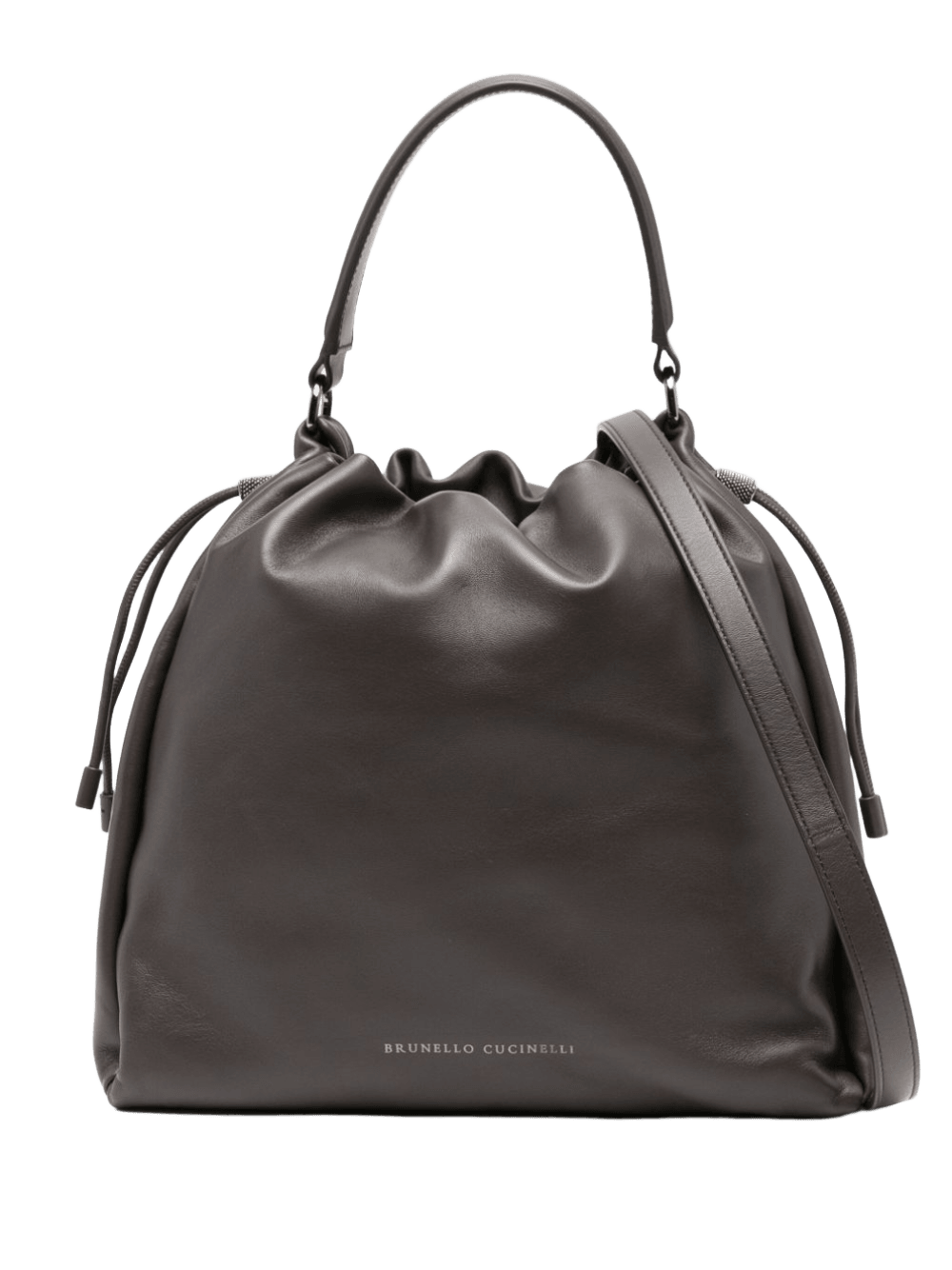 Brunello Cucinelli Leather Mellow Small Bucket Bag in Soft with Monili Glam Steals