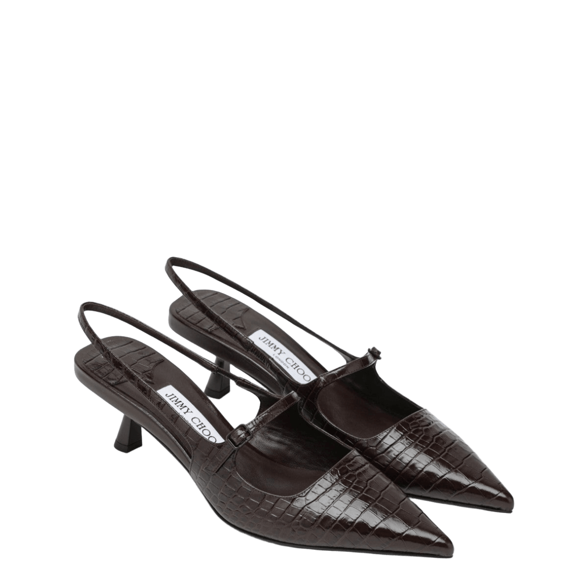 Jimmy Choo Didi 45 brown crocodile effect neckline Glam Steals