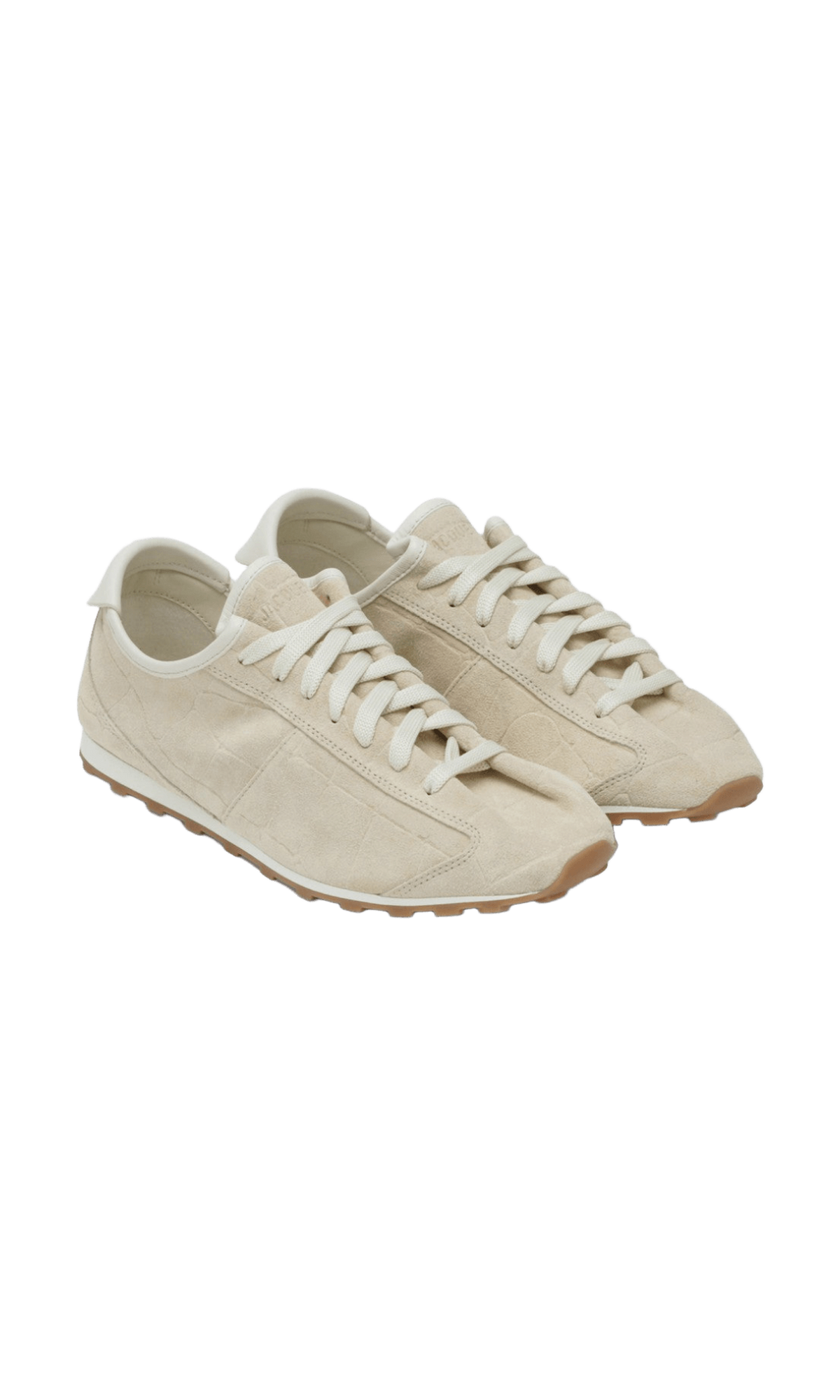 JACQUEMUS Sneaker Tennis in ivory crocodile effect suede Glam Steals