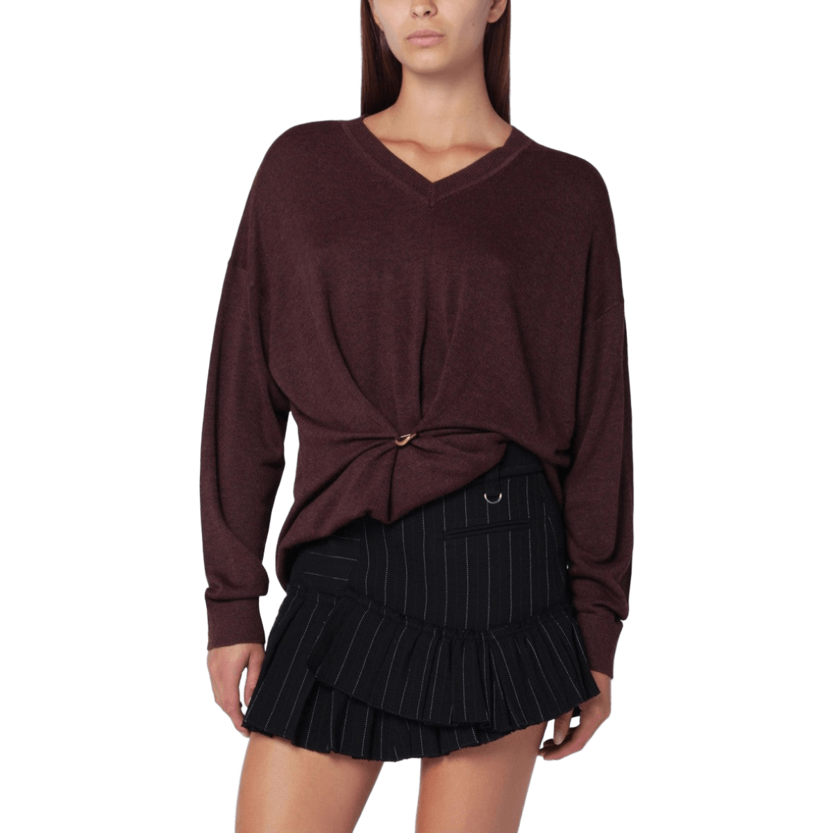 ISABEL MARANT Burgundy draped Cosima sweater Glam Steals