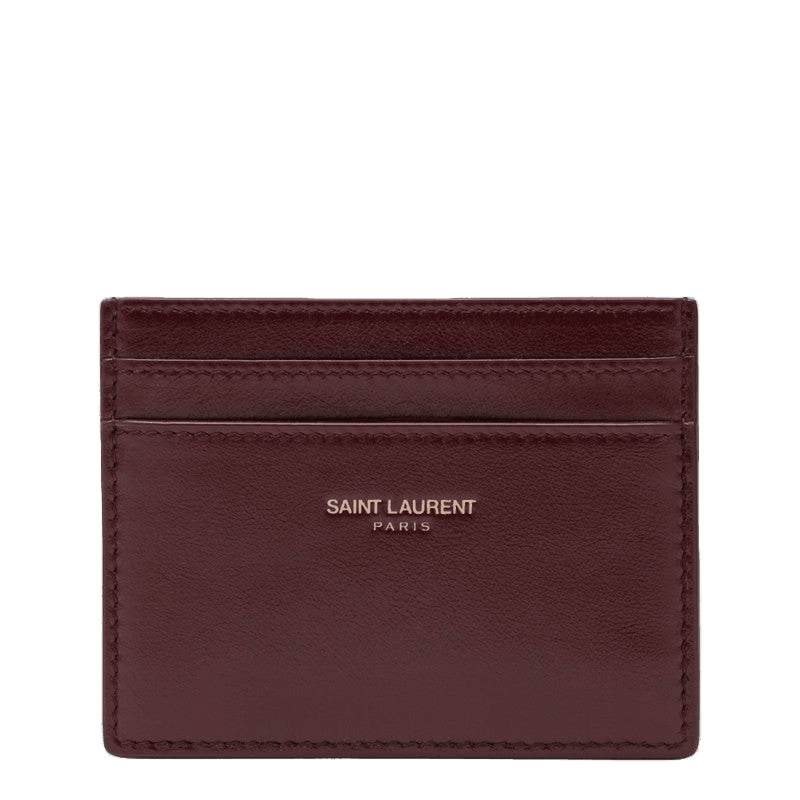 Saint Laurent Leather Dark Ruby Credit Card Holder Glam Steals