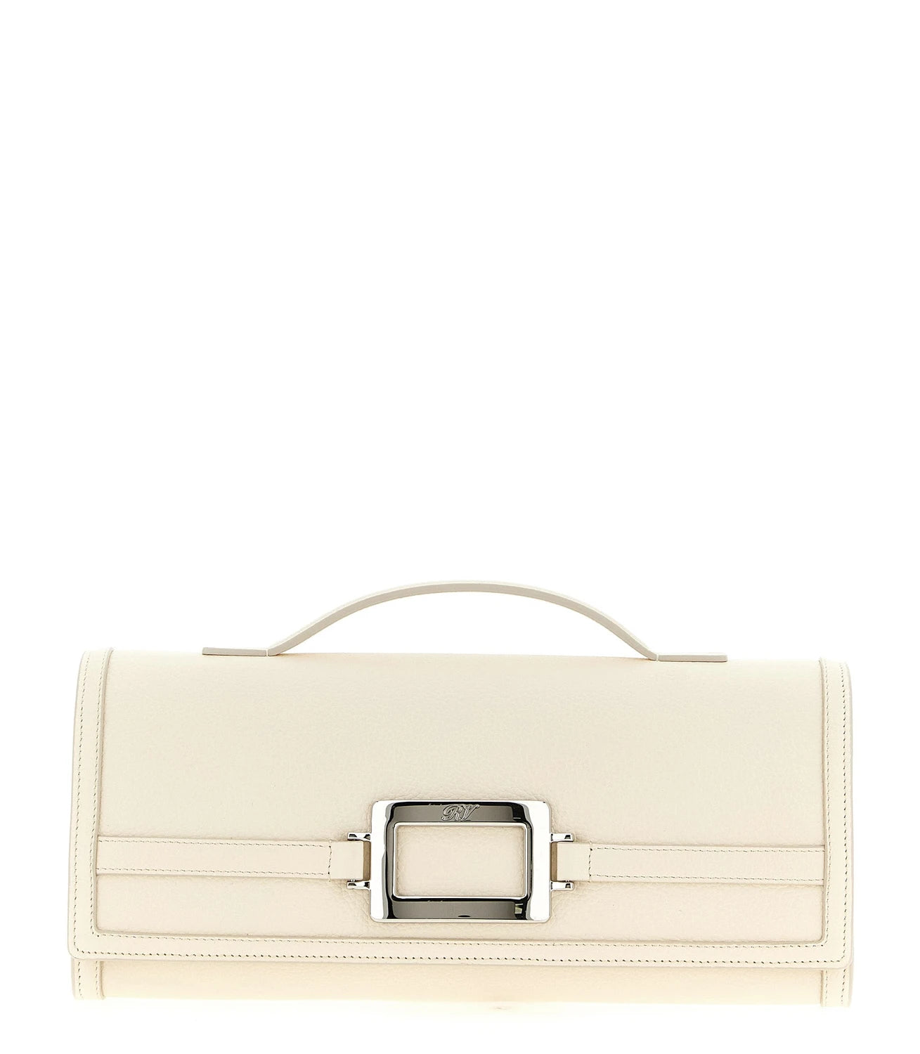 Roger Vivier Clutch Bag in white, Calfskin Leather