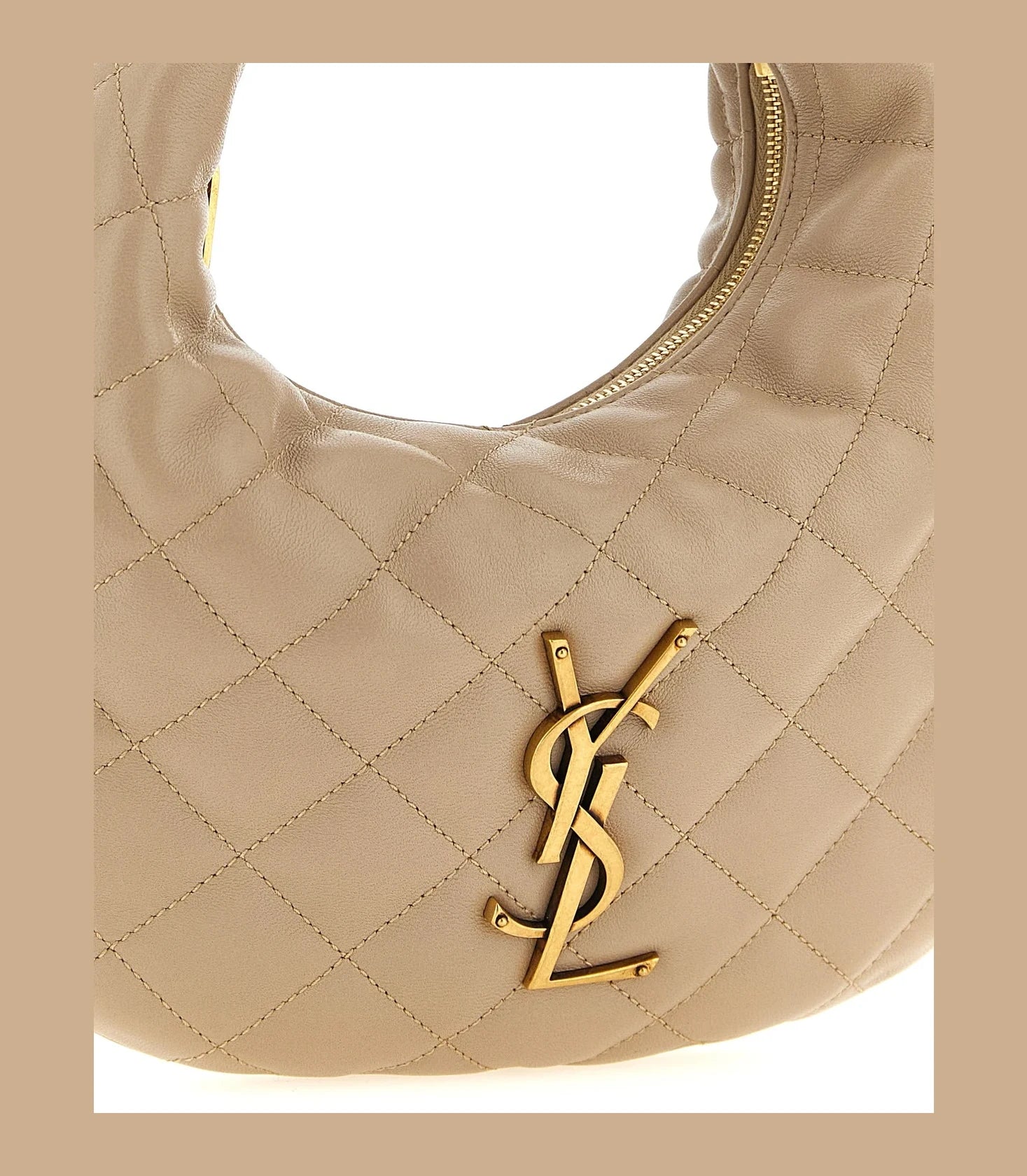 Saint Laurent Hobo Bag in beige, Lamb Leather — view 3