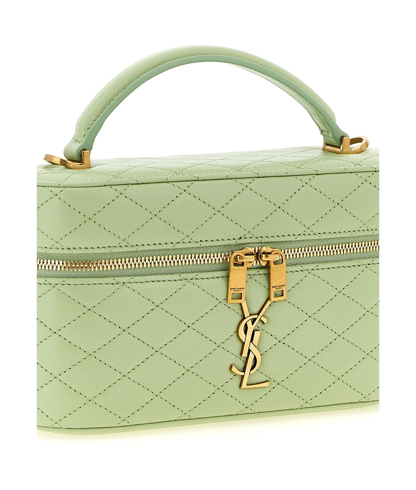 Saint Laurent Makeup Bag in green, Lamb Leather — view 3