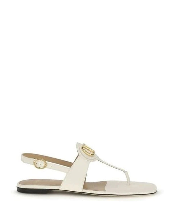 Valentino Garavani Cream Calf Leather Bos Taurus Flat Sandals Flats