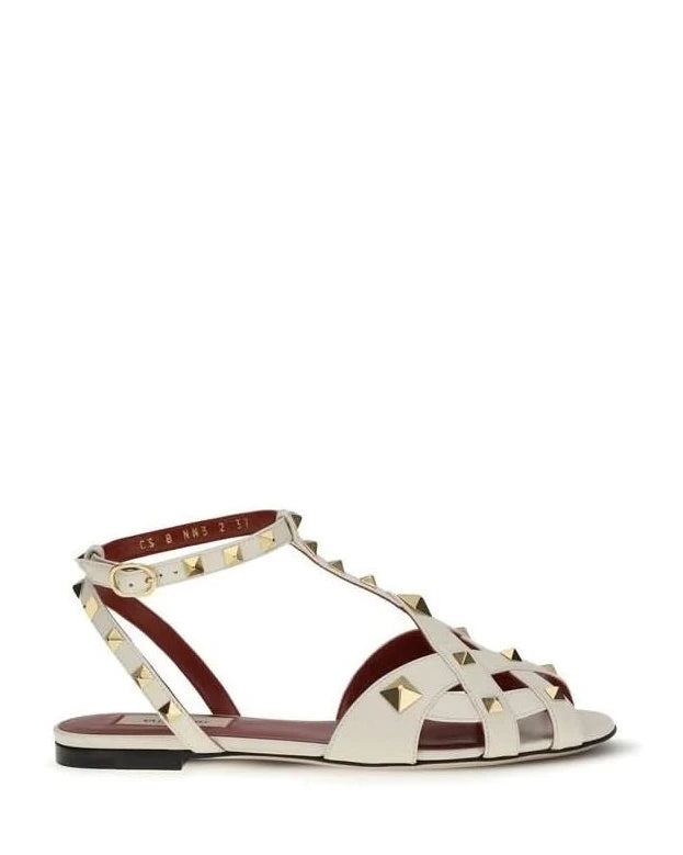 Valentino Garavani Beige Goatskin Flat Sandals 