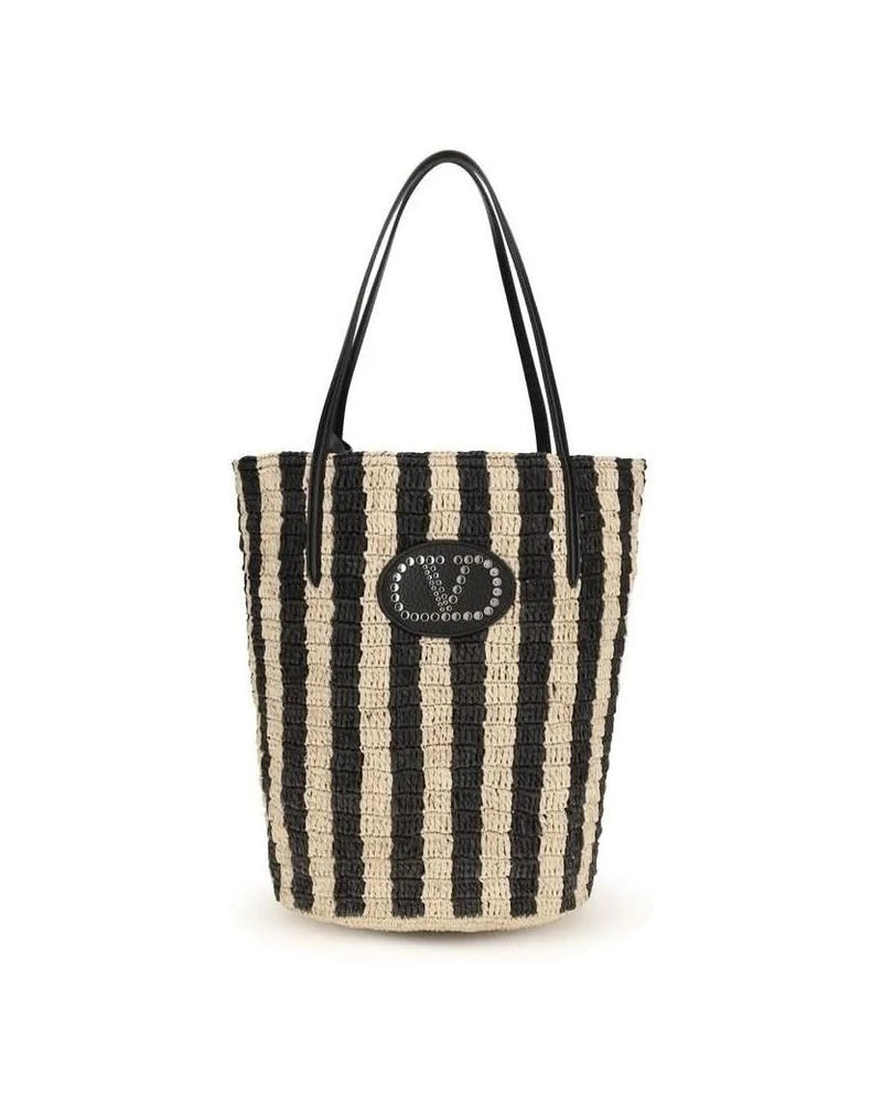 Valentino Garavani Black Raffia Bucket Bag 