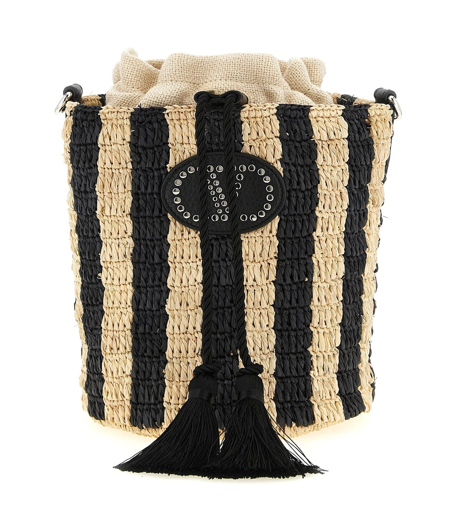 Valentino Garavani Bucket Bag in black, Straw