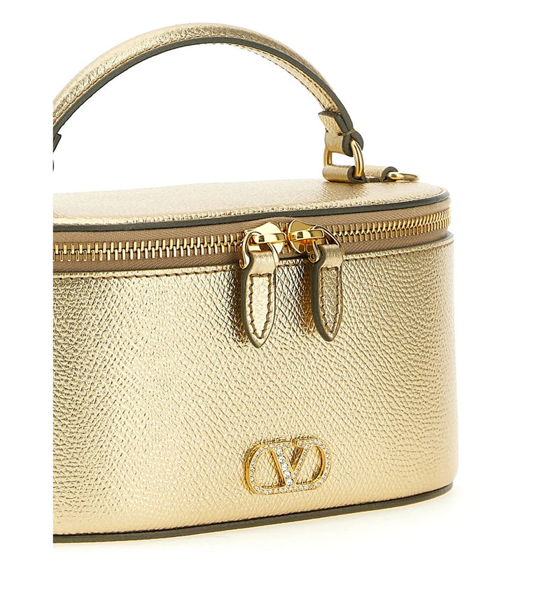 Valentino Garavani Makeup Bag in gold, Calfskin Leather — view 3